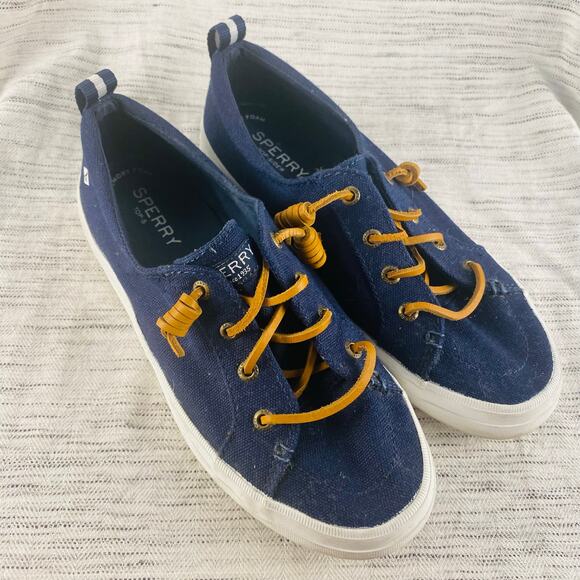 Sperry Womens Crest Vibe Navy Canvas Ankle Boat Shoes Sneakers Size 7 Preppy - Picture 3 of 10